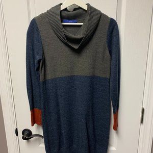 Cowl neck sweater dress